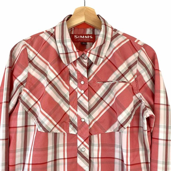 Simms Fishing Womens Size Small Big Sky Long Sleeve Plaid Pearl Snap-Front Shirt - Picture 4 of 9